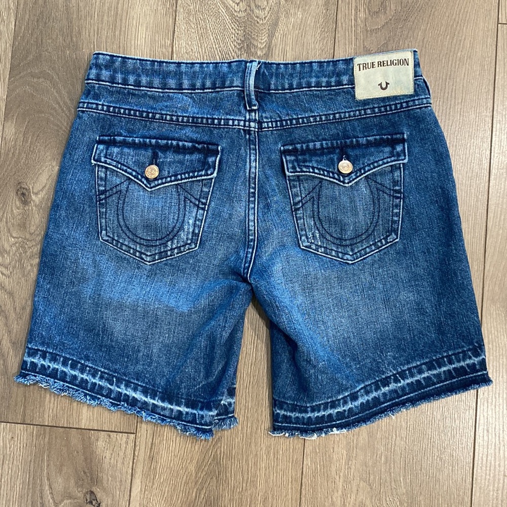 True Religion Women's Dark Blue Denim Jean Shorts